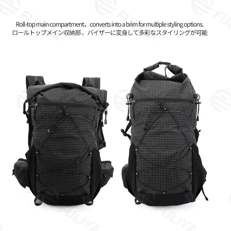 広州富麗雅実業有限会社 C-81356 軽量アウトドアパック（約920g）、はっ水・防汚、レインカバー、給水口、ロールトップ、通気背負い – ハイキング・トレッキング・サイクリングに。