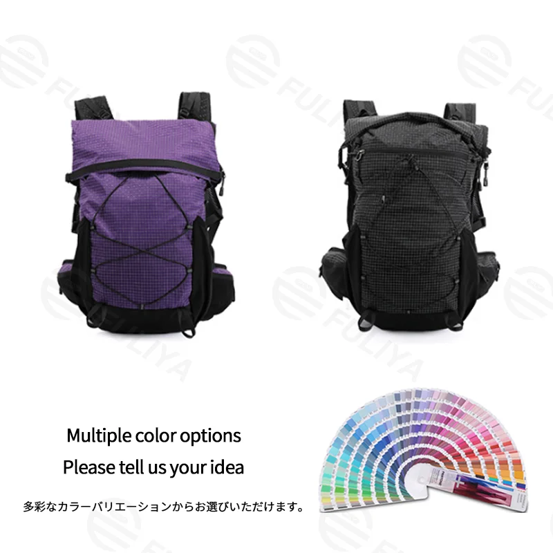 広州富麗雅実業有限会社 C-81356 軽量アウトドアパック（約920g）、はっ水・防汚、レインカバー、給水口、ロールトップ、通気背負い – ハイキング・トレッキング・サイクリングに。