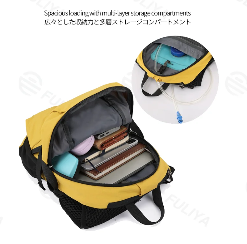 Guangzhou Fuliya Industry Co.,Ltd C-81357 Lightweight outdoor backpack, water-repellent and stain-resistant tech fabric, breathable back system, large capacity with organized multi-compartment storage – ideal for hiking, trekking, travel, and daily use.