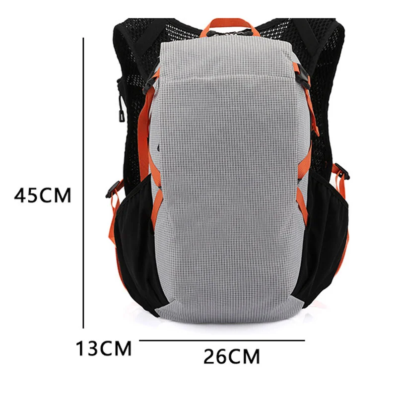 Guangzhou Fuliya Industry Co.,Ltd C-81358 Lightweight outdoor backpack breathable back system, built-in hydration compartment with outlet port, SOS whistle, water-resistant fabric, multi-pocket storage – ideal for hiking, trekking and travel.