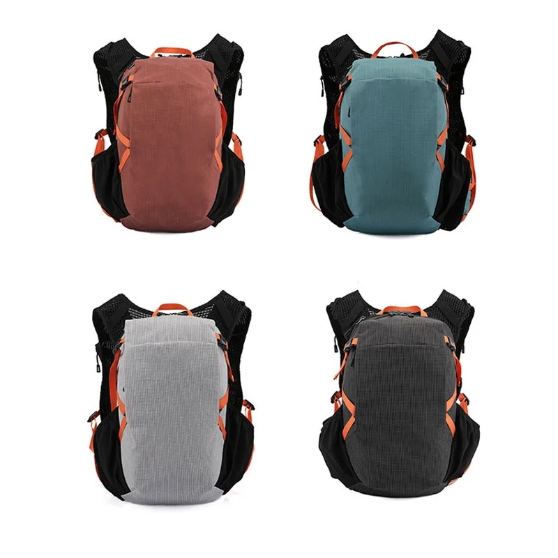Guangzhou Fuliya Industry Co.,Ltd C-81358 Lightweight outdoor backpack breathable back system, built-in hydration compartment with outlet port, SOS whistle, water-resistant fabric, multi-pocket storage – ideal for hiking, trekking and travel.