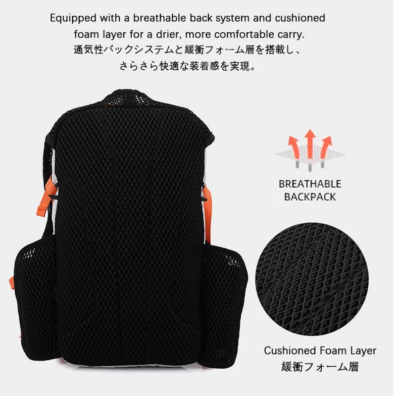 Guangzhou Fuliya Industry Co.,Ltd C-81358 Lightweight outdoor backpack breathable back system, built-in hydration compartment with outlet port, SOS whistle, water-resistant fabric, multi-pocket storage – ideal for hiking, trekking and travel.