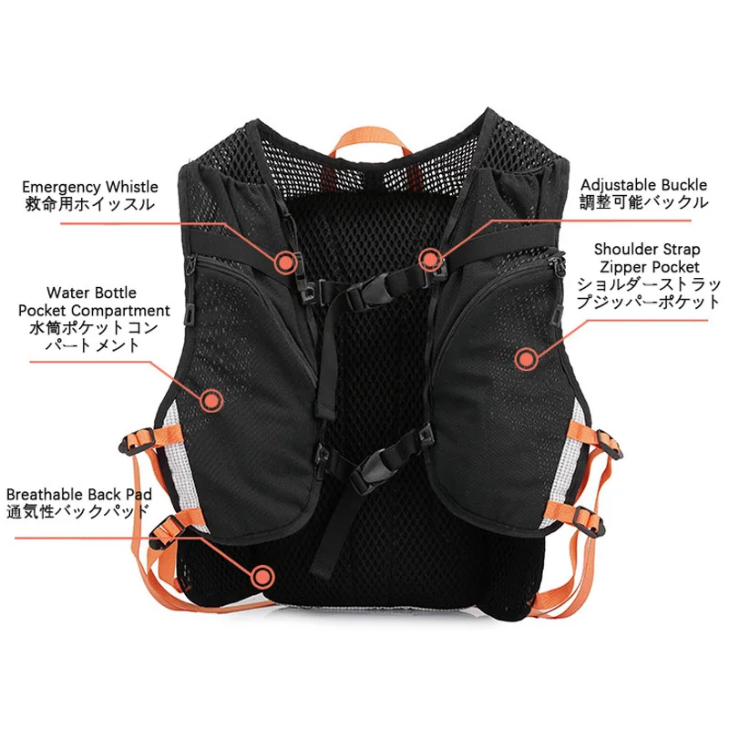 Guangzhou Fuliya Industry Co.,Ltd C-81358 Lightweight outdoor backpack breathable back system, built-in hydration compartment with outlet port, SOS whistle, water-resistant fabric, multi-pocket storage – ideal for hiking, trekking and travel.