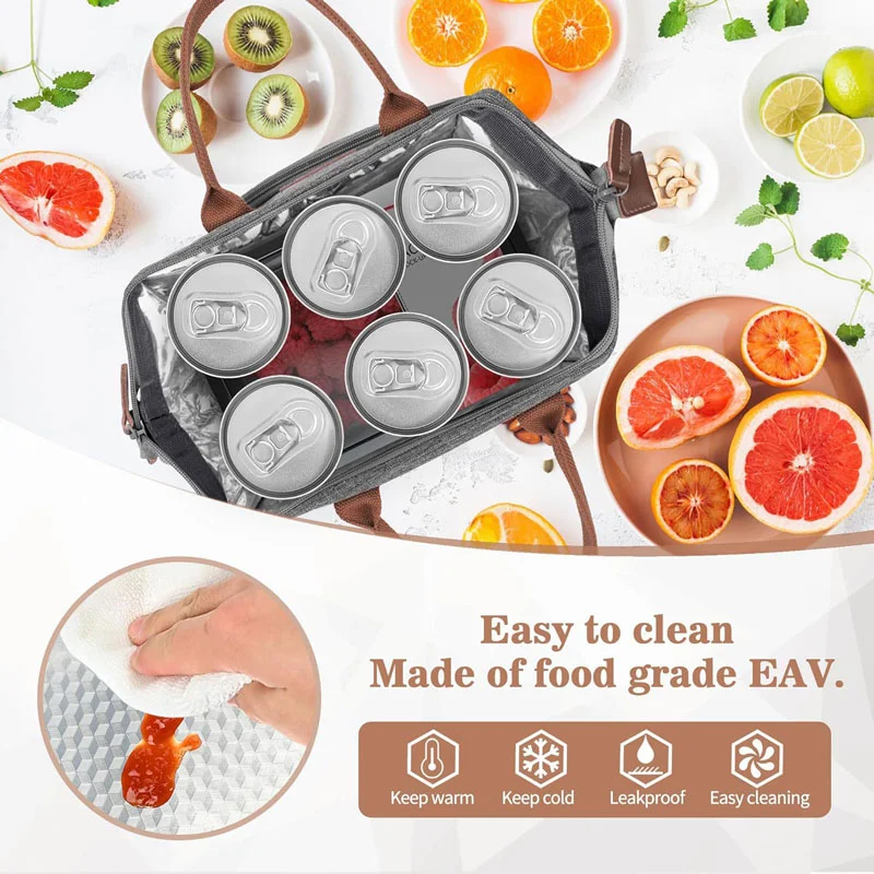 広州富麗雅実業有限会社 C-81359 食品グレード断熱ランチバッグ、保冷保温6‑12時間、防漏・拭き取り簡単、ワイドオープン、サイドメッシュと多機能フロントポケット、コンパクト – オフィスやアウトドアに。