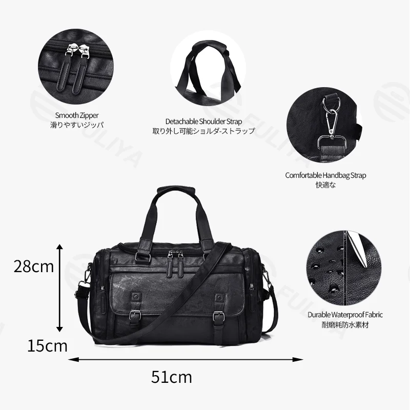 Guangzhou Fuliya Industry Co.,Ltd C-81362 Multi-functional men's travel carry bag, water-repellent and wear-resistant, multi-pocket organization, detachable hook, thickened comfortable handle – ideal for business trips, sports, and fitness.