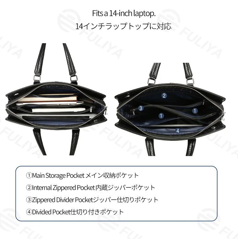 Guangzhou Fuliya Industry Co.,Ltd C-81364 Anti-theft large-capacity briefcase, adjustable strap, for commuting and business trips.