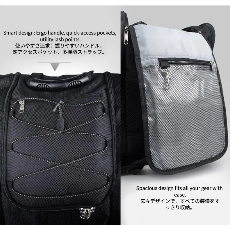 広州富麗雅実業有限会社 C-81371 多機能スキーバックパック、防水ブーツコンパートメント、ヘルメット・ギア収納大容量、はっ水耐久、日帰り・週末旅行に。