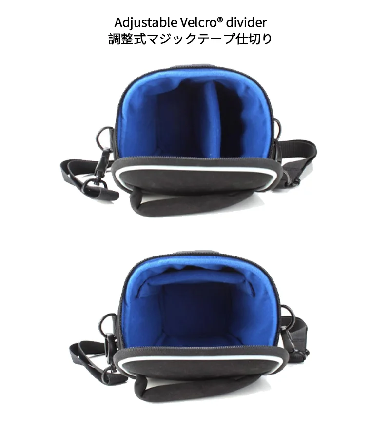 Guangzhou Fuliya Industry Co.,Ltd C-81372 Shockproof waterproof neoprene shoulder camera bag with anti-theft zipper, wear-resistant base, 3-way carry, and adjustable dividers, perfect for photography and travel.