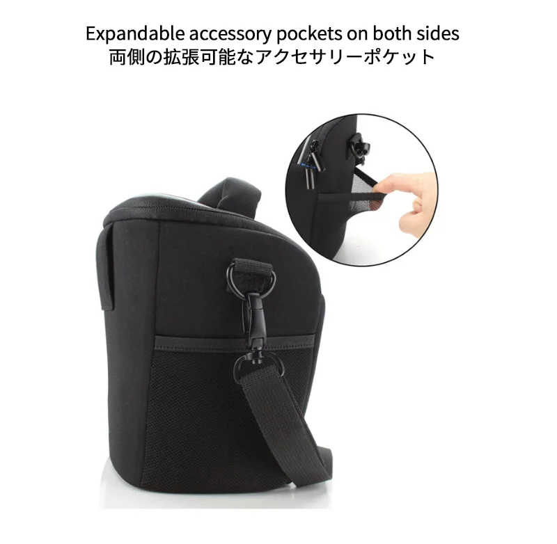 Guangzhou Fuliya Industry Co.,Ltd C-81372 Shockproof waterproof neoprene shoulder camera bag with anti-theft zipper, wear-resistant base, 3-way carry, and adjustable dividers, perfect for photography and travel.