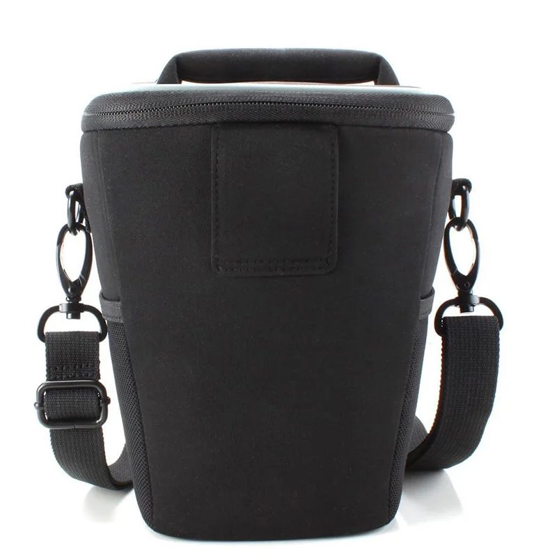Guangzhou Fuliya Industry Co.,Ltd C-81372 Shockproof waterproof neoprene shoulder camera bag with anti-theft zipper, wear-resistant base, 3-way carry, and adjustable dividers, perfect for photography and travel.