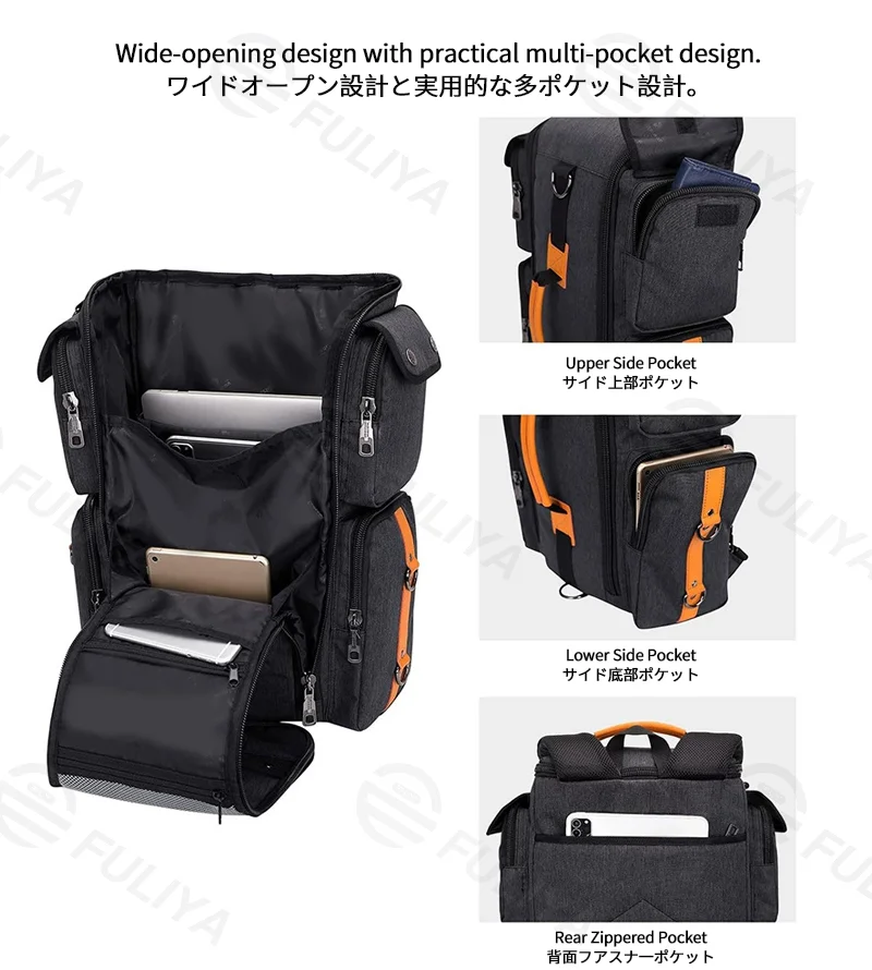 Guangzhou Fuliya Industry Co.,Ltd C-81373 Versatile travel backpack with concealed straps for hand, shoulder, or backpack carry, water-repellent fabric, large capacity, and multiple compartments – perfect for commuting, business, and travel.