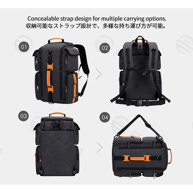 Guangzhou Fuliya Industry Co.,Ltd C-81373 Versatile travel backpack with concealed straps for hand, shoulder, or backpack carry, water-repellent fabric, large capacity, and multiple compartments – perfect for commuting, business, and travel.
