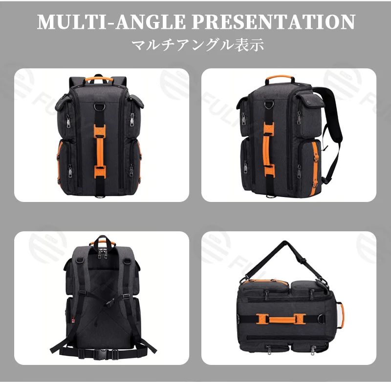 Guangzhou Fuliya Industry Co.,Ltd C-81373 Versatile travel backpack with concealed straps for hand, shoulder, or backpack carry, water-repellent fabric, large capacity, and multiple compartments – perfect for commuting, business, and travel.