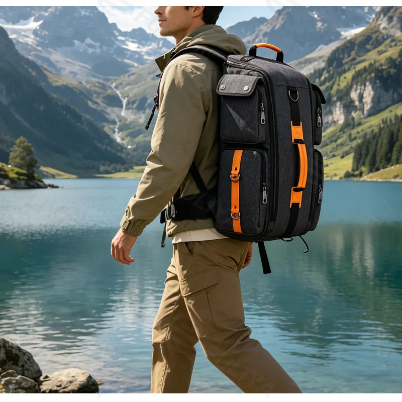 Guangzhou Fuliya Industry Co.,Ltd C-81373 Versatile travel backpack with concealed straps for hand, shoulder, or backpack carry, water-repellent fabric, large capacity, and multiple compartments – perfect for commuting, business, and travel.