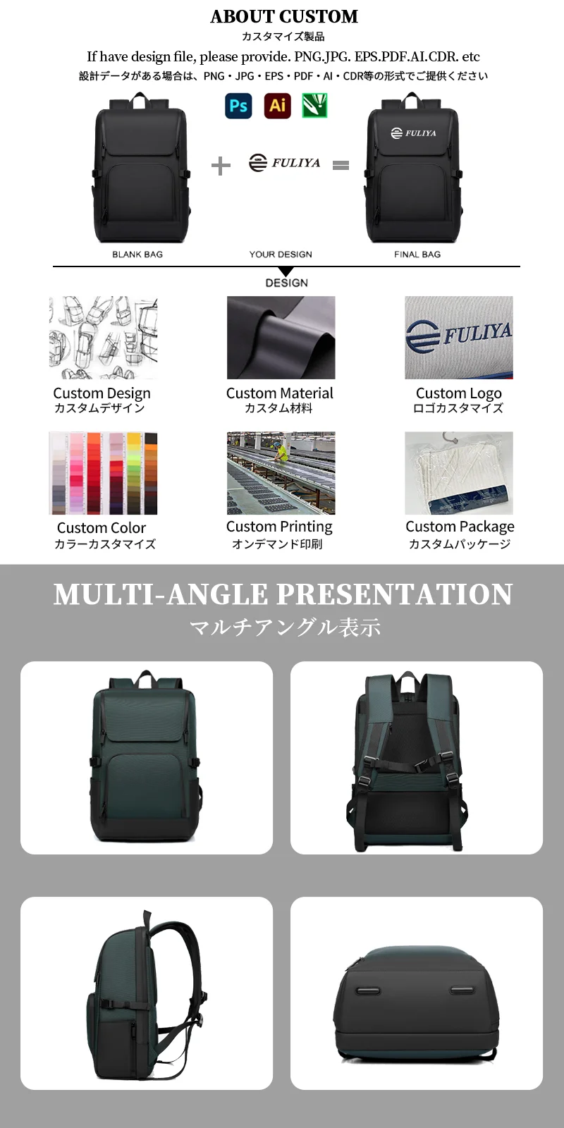 広州富麗雅実業有限会社 C-81460 このカジュアルバックパックは、はっ水素材、PCスリーブ、多ポケット、サイドポケット、通気背中、スーツケーススリーブを備え、通勤・旅行に適します。