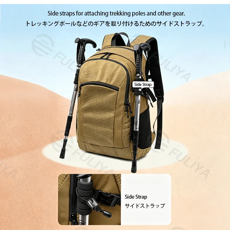 Guangzhou Fuliya Industry Co.,Ltd C-81463 Water-repellent, durable backpack with external attachments, large capacity, trolley sleeve, breathable back – for commuting, travel, and outdoor.