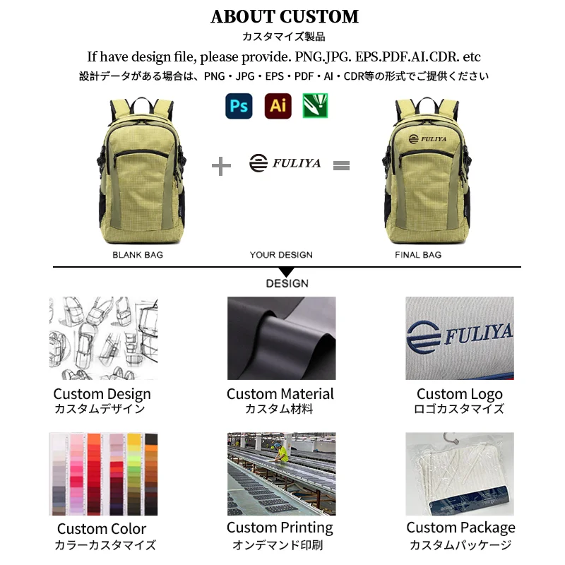 Guangzhou Fuliya Industry Co.,Ltd C-81463 Water-repellent, durable backpack with external attachments, large capacity, trolley sleeve, breathable back – for commuting, travel, and outdoor.