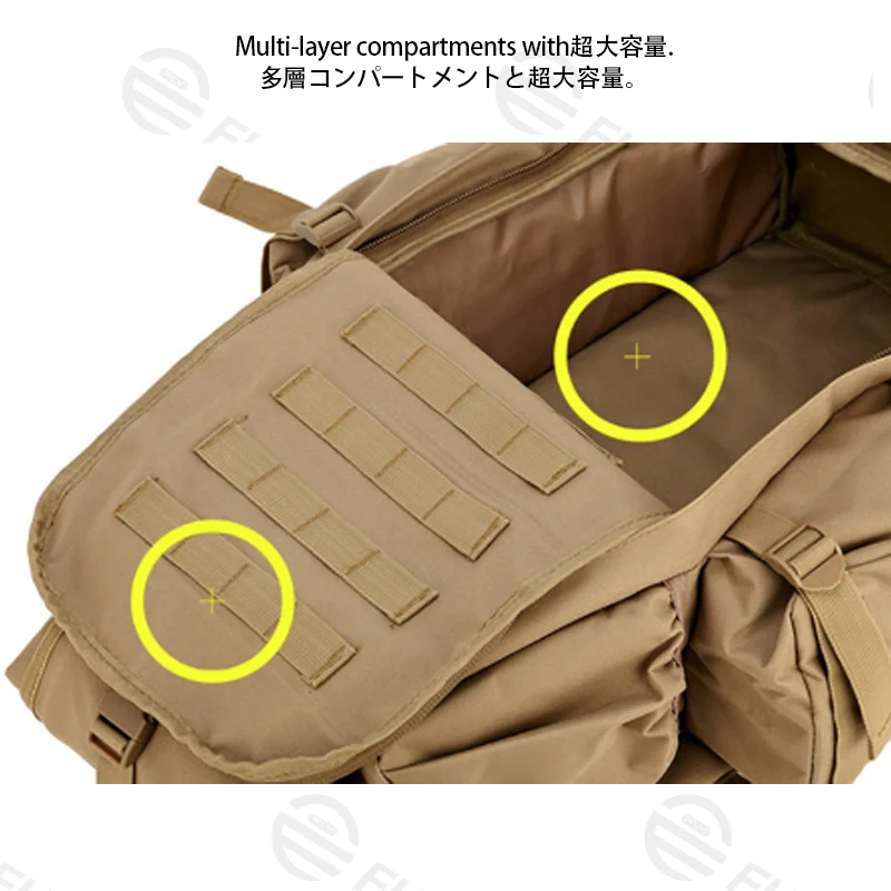 Guangzhou Fuliya Industry Co.,Ltd C-81472 This tactical pack features 600D wear‑resistant waterproof fabric, a 5‑point harness, large capacity, and a breathable back, suitable for tactical, hunting, and climbing.