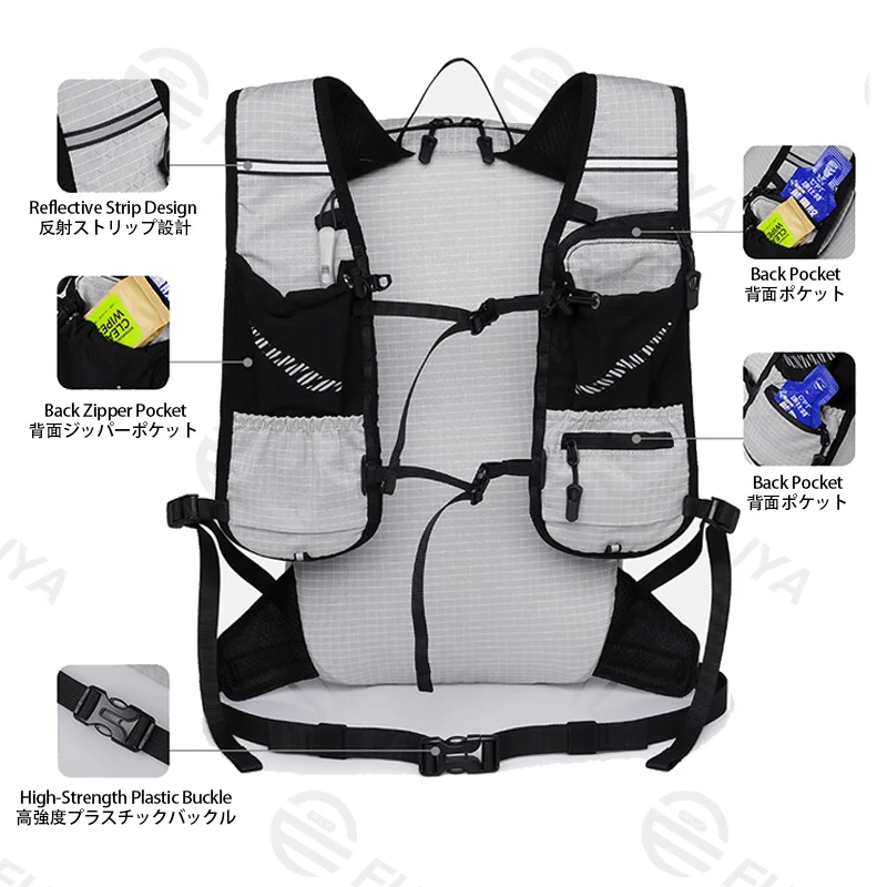 広州富麗雅実業有限会社 C-81473 軽量はっ水ハイキングパック、給水、ポール取付、ホイッスル、反射、ポケット付き – ハイキング・サイクリング・旅行に。