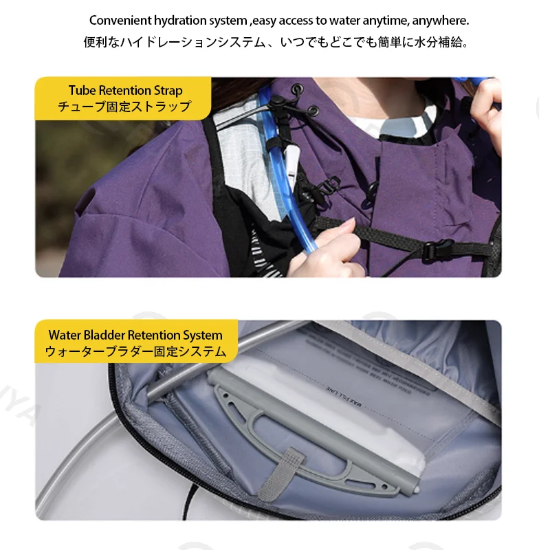 広州富麗雅実業有限会社 C-81473 軽量はっ水ハイキングパック、給水、ポール取付、ホイッスル、反射、ポケット付き – ハイキング・サイクリング・旅行に。