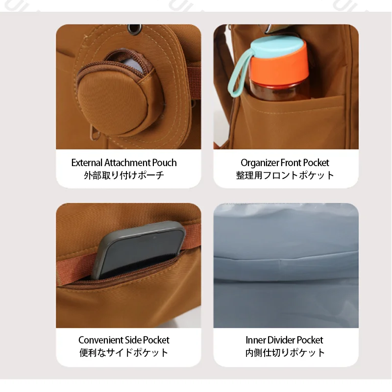 広州富麗雅実業有限会社 C-81475 シンプルマザーズリュック、はっ水・通気素材、貴重品用隠しバックポケット、アルミホイル保温ポーチ内蔵、大容量多ポケット – お出かけに便利。