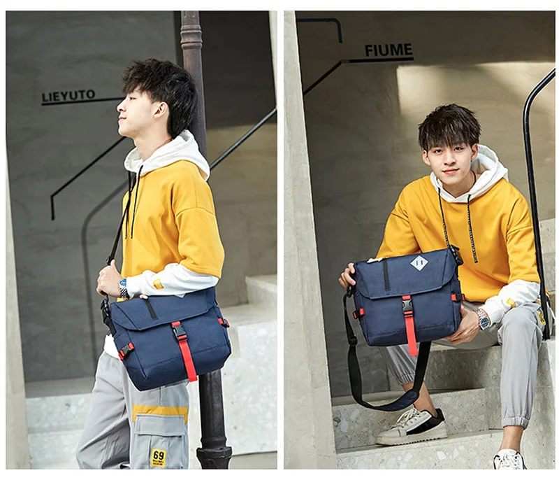 Guangzhou Fuliya Industry Co.,Ltd C-81348 Multi-pocket large-capacity canvas messenger bag, internal dividers for A4, fits laptop and camera, adjustable shoulder strap - ideal for photographers and students.