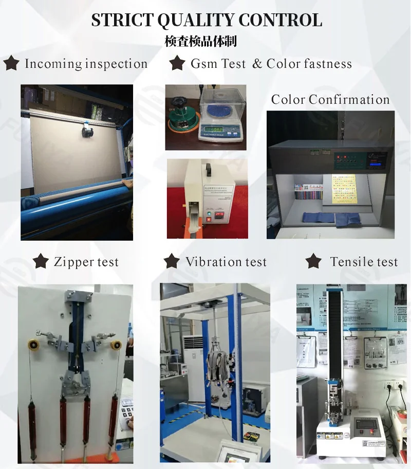 Guangzhou Fuliya Industry Co.,Ltd Incoming inspection Equipment / Gsm Test & Color fastness Equipment / Color Confirmation Equipment / Zipper test Equipment / Vibration test Equipment / Tensile test Equipment