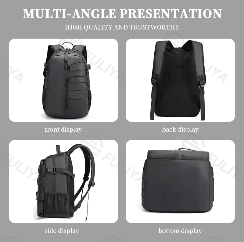 Guangzhou Fuliya Industry Co.,Ltd C-81000 Large-capacity backpack, multi-layer storage, side pocket, front pocket, main compartment, electronic pocket, and honeycomb breathable back panel - for school, casual, commuting, and travel.