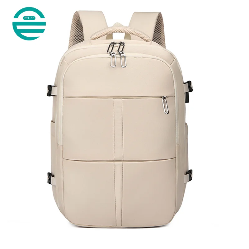 Guangzhou Fuliya Industry Co.,Ltd C-81001 Large-capacity backpack, water-resistant, 180° opening, shoe compartment, front zipper pocket, wet/dry pocket, USB port, and luggage strap - for commuting, travel, and school.