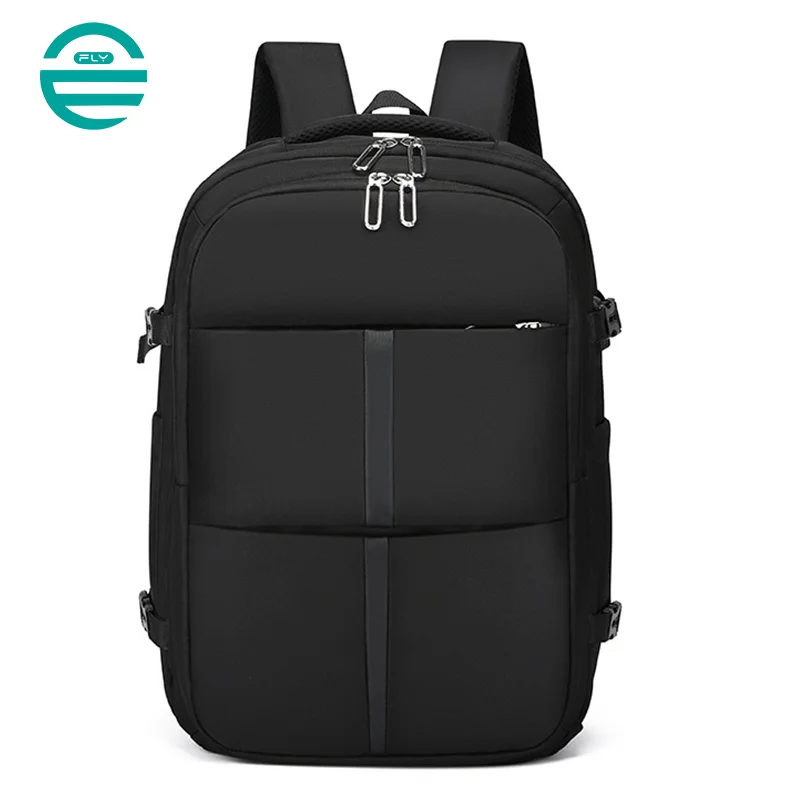 Guangzhou Fuliya Industry Co.,Ltd C-81001 Large-capacity backpack, water-resistant, 180° opening, shoe compartment, front zipper pocket, wet/dry pocket, USB port, and luggage strap - for commuting, travel, and school.