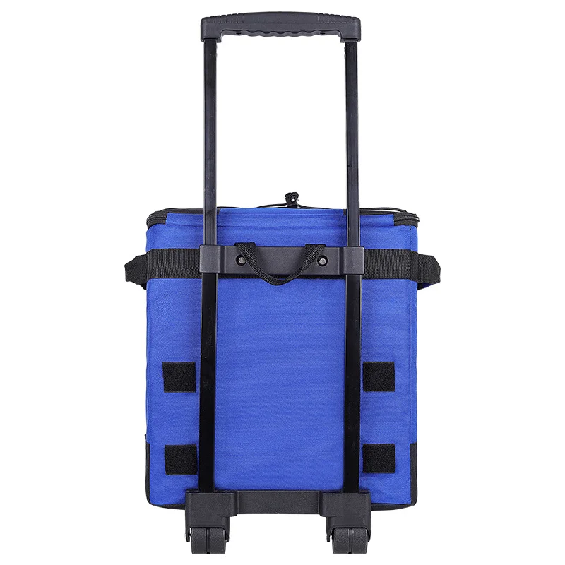 Guangzhou Fuliya Industry Co.,Ltd C-81004 Outdoor rolling cooler bag, 43L large capacity, water-resistant, silent dual wheels, telescopic handle, dual zipper, side handle, and front pocket - for camping, picnics, car travel, and trips.