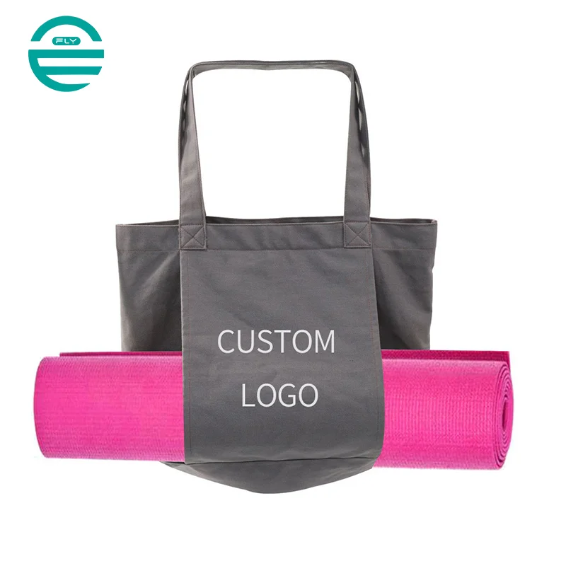 Guangzhou Fuliya Industry Co.,Ltd C-81007 Yoga canvas storage bag, large capacity with pockets, outside open pocket for yoga mat, collapsible and portable - for yoga, fitness, and daily use.