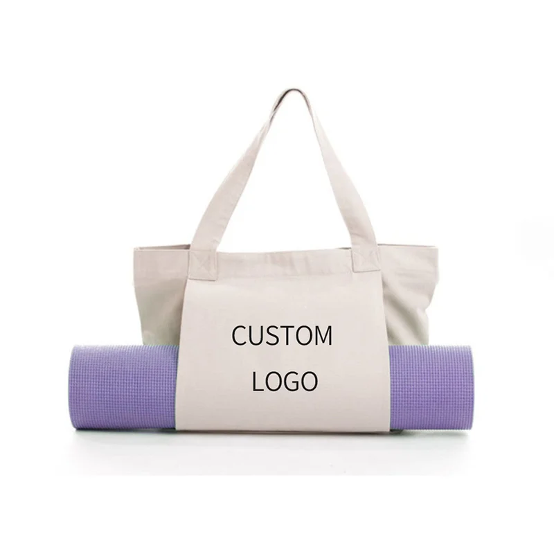 Guangzhou Fuliya Industry Co.,Ltd C-81007 Yoga canvas storage bag, large capacity with pockets, outside open pocket for yoga mat, collapsible and portable - for yoga, fitness, and daily use.