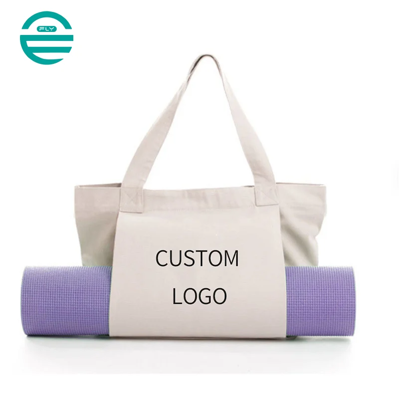 Guangzhou Fuliya Industry Co.,Ltd C-81007 Yoga canvas storage bag, large capacity with pockets, outside open pocket for yoga mat, collapsible and portable - for yoga, fitness, and daily use.
