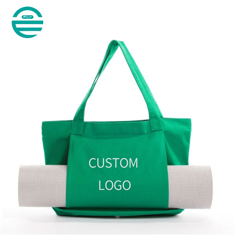 Guangzhou Fuliya Industry Co.,Ltd C-81007 Yoga canvas storage bag, large capacity with pockets, outside open pocket for yoga mat, collapsible and portable - for yoga, fitness, and daily use.