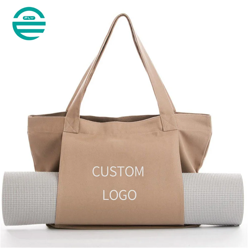 Guangzhou Fuliya Industry Co.,Ltd C-81007 Yoga canvas storage bag, large capacity with pockets, outside open pocket for yoga mat, collapsible and portable - for yoga, fitness, and daily use.