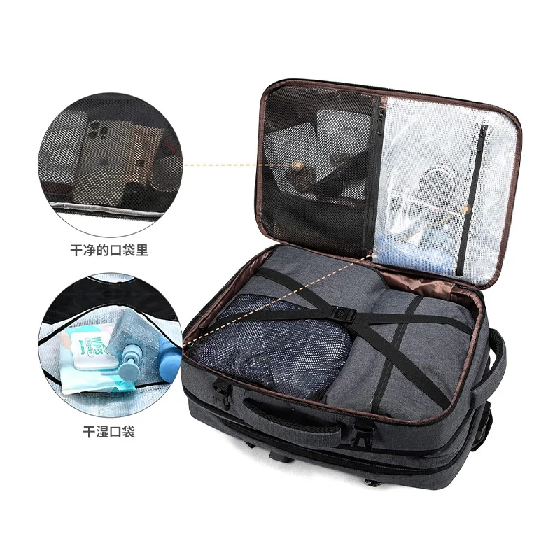 Guangzhou Fuliya Industry Co.,Ltd C-81100 Business backpack, waterproof and expandable (30L→40L), large capacity, 17-inch laptop compartment, hidden bottle pockets, USB port, and luggage strap - for business trips, travel, and commuting.