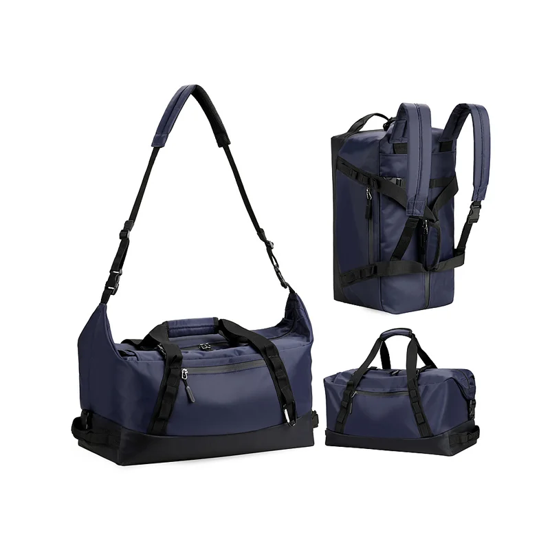 Guangzhou Fuliya Industry Co.,Ltd C-81101 Multi-functional travel gym bag, waterproof nylon, large capacity, detachable strap, dual zipper, and luggage strap - hand, shoulder, crossbody, or backpack carry for travel, fitness, and business trips.