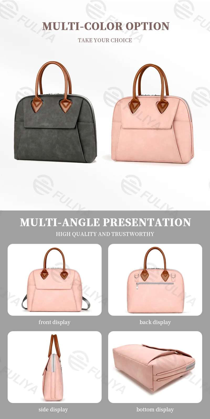 Guangzhou Fuliya Industry Co.,Ltd C-81102 Waterproof laptop handbag, large capacity, phone pocket, ID pocket, laptop compartment, inner zipper pocket, and magnetic snap - for business, commuting, and travel.