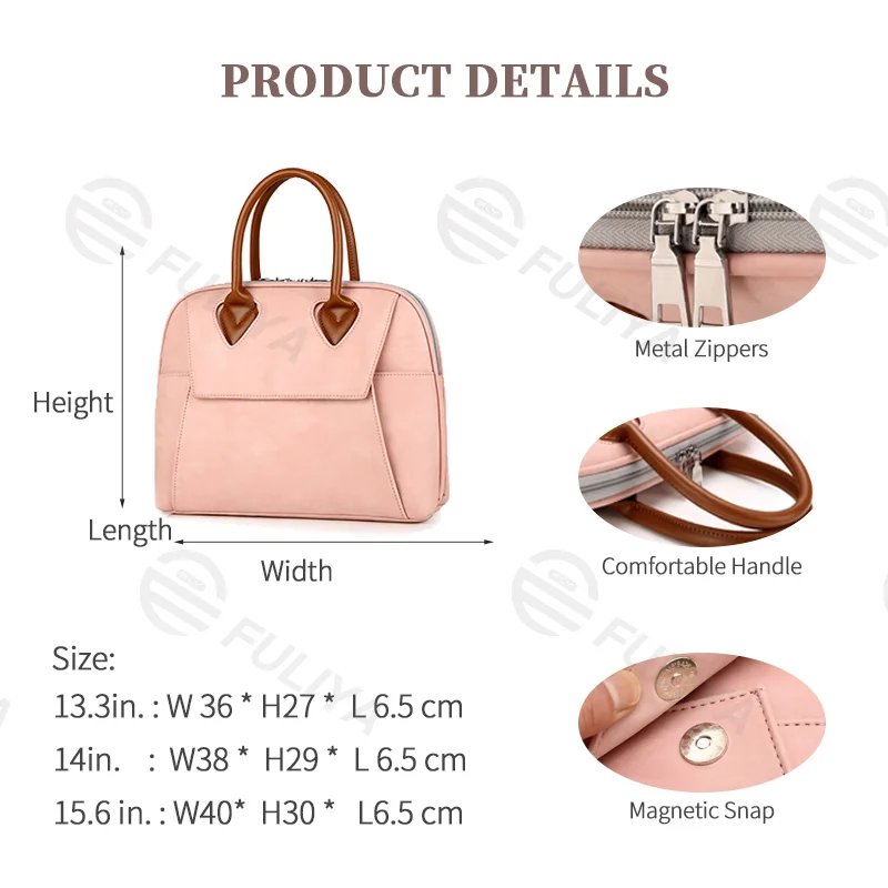 Guangzhou Fuliya Industry Co.,Ltd C-81102 Waterproof laptop handbag, large capacity, phone pocket, ID pocket, laptop compartment, inner zipper pocket, and magnetic snap - for business, commuting, and travel.