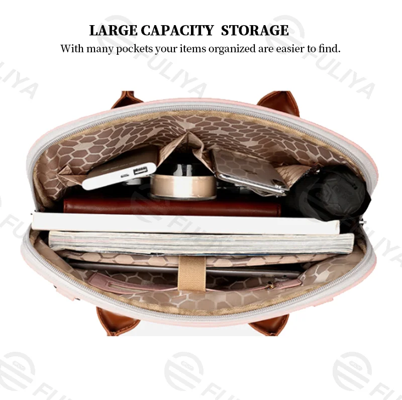 Guangzhou Fuliya Industry Co.,Ltd C-81102 Waterproof laptop handbag, large capacity, phone pocket, ID pocket, laptop compartment, inner zipper pocket, and magnetic snap - for business, commuting, and travel.