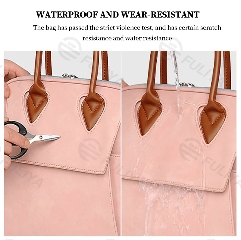 Guangzhou Fuliya Industry Co.,Ltd C-81102 Waterproof laptop handbag, large capacity, phone pocket, ID pocket, laptop compartment, inner zipper pocket, and magnetic snap - for business, commuting, and travel.