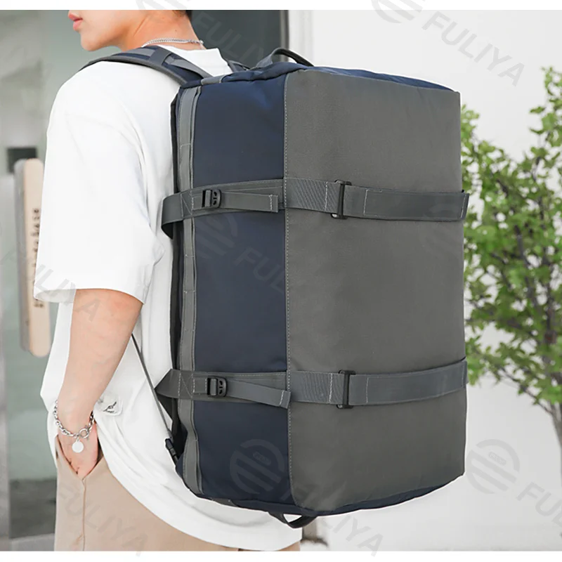 Guangzhou Fuliya Industry Co.,Ltd C-81103 Portable sports travel bag, waterproof fabric, large capacity, comfortable handle, dual zipper, and adjustable strap - hand, shoulder, or backpack carry for fitness, sports, and travel.