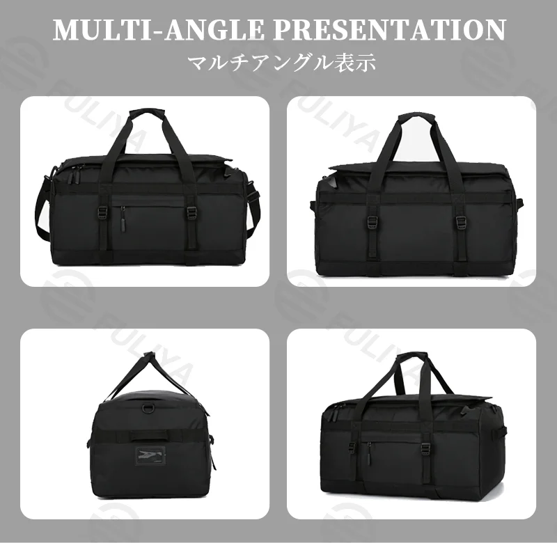 Guangzhou Fuliya Industry Co.,Ltd C-81103 Portable sports travel bag, waterproof fabric, large capacity, comfortable handle, dual zipper, and adjustable strap - hand, shoulder, or backpack carry for fitness, sports, and travel.