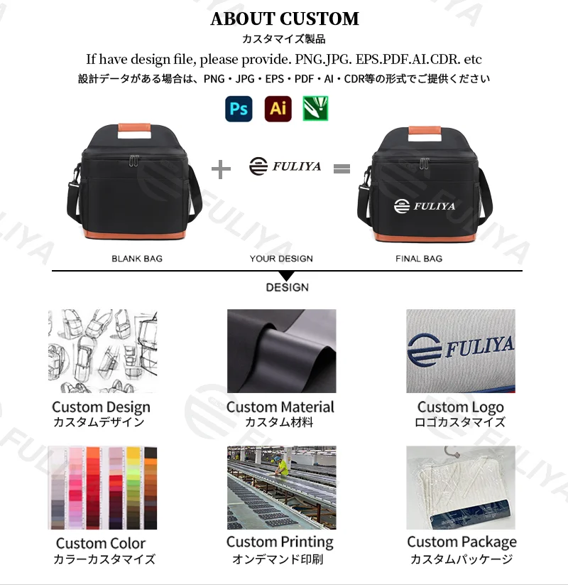 Guangzhou Fuliya Industry Co.,Ltd C-81107 Insulated cooler bag, 3-layer insulation, large capacity, bottle opener, detachable strap, and comfortable handle - hand or shoulder carry for picnics, office, and travel.