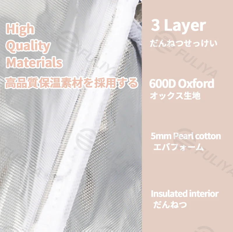 広州富麗雅実業有限会社 C-81109 斜め掛け手提げランチバッグ、3層厚手断熱、防水素材、滑り止めショルダーストラップ、快適ハンドル - 斜め掛け・手提げ、オフィス・ピクニック・旅行に。