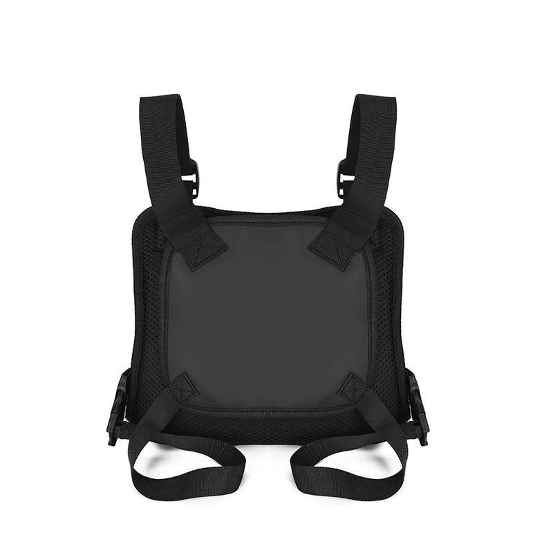 Guangzhou Fuliya Industry Co.,Ltd C-81114 Utility tactical vest chest bag, waterproof and wear-resistant, large capacity, adjustable strap, spring rope, hook, and reflective strips - for street, outdoor, and commuting.