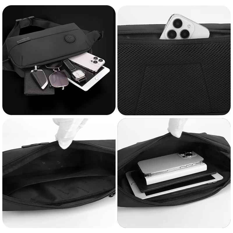 Guangzhou Fuliya Industry Co.,Ltd C-81115  Multi-functional waist bag, water-resistant, large capacity, quick-release buckle, wide shoulder strap, and anti-theft back pocket - chest, crossbody, or waist carry for commuting, travel, and outdoor.