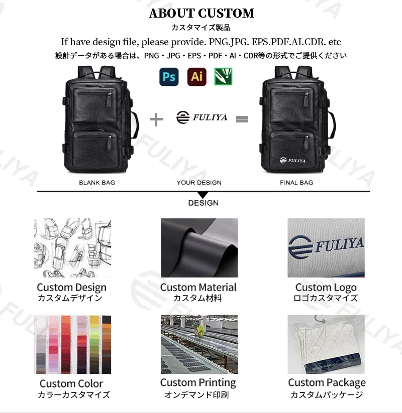 Guangzhou Fuliya Industry Co.,Ltd C-81118 Multi-functional travel backpack, water-resistant, large capacity, shoe compartment, front zipper pockets, and comfortable handle - backpack or hand carry for travel, fitness, and daily use.
