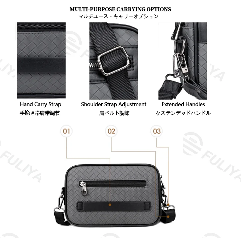 Guangzhou Fuliya Industry Co.,Ltd C-81119 Stylish minimalist crossbody bag, water-resistant diamond woven, large capacity, hand strap, adjustable strap, and front/back pockets - hand-carry or crossbody for casual, commuting, and daily use.